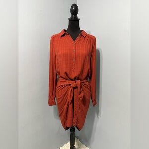 MAEVE by Anthropologie Bloomsbury‎ Tie Shirt Dress Rust Red women’s size 6